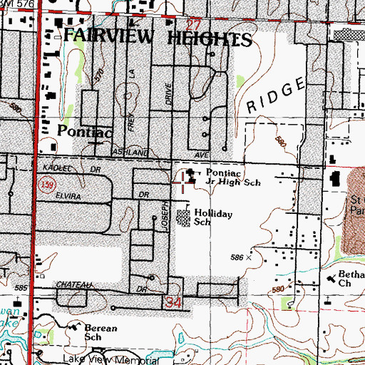 Topographic Map of Pontiac Junior High School, IL