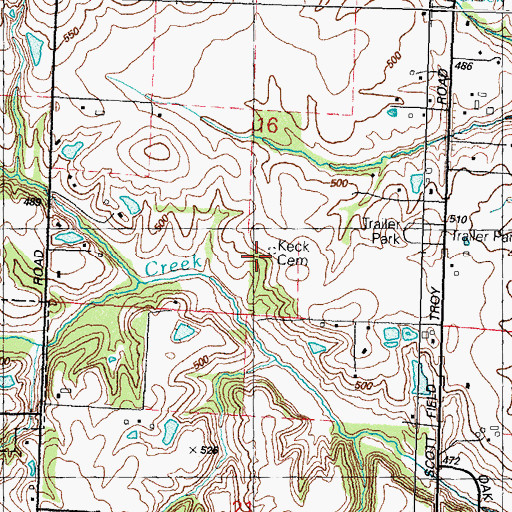 Topographic Map of Keck Cemetery, IL