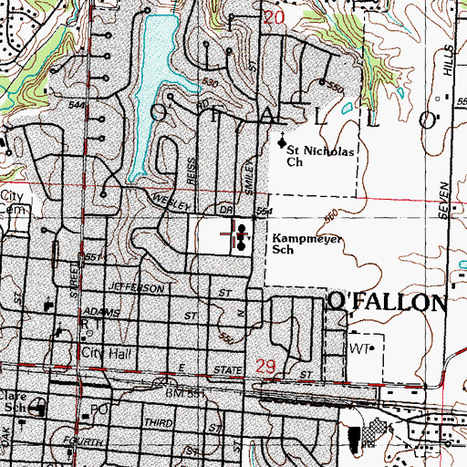 Topographic Map of Estelle Kampmeyer Elementary School, IL
