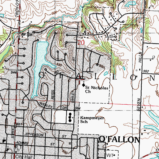 Topographic Map of Saint Nicholas Church, IL
