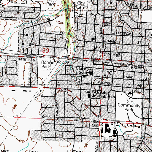 Topographic Map of Saint Clare Church, IL