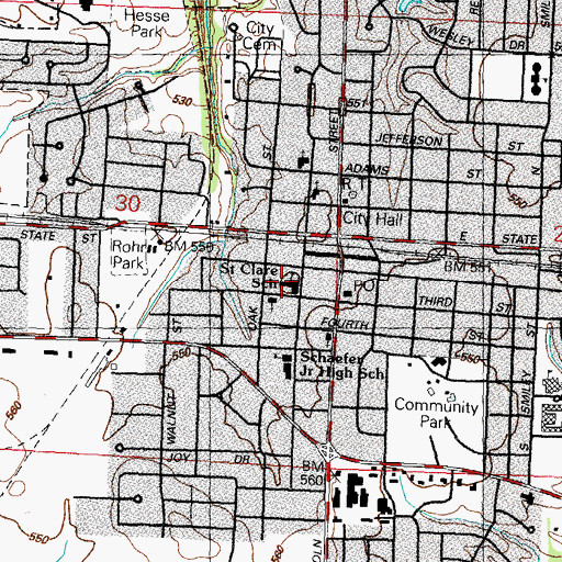 Topographic Map of Saint Clare Catholic School, IL
