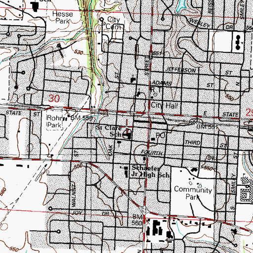 Topographic Map of O'Fallon Christian Church, IL