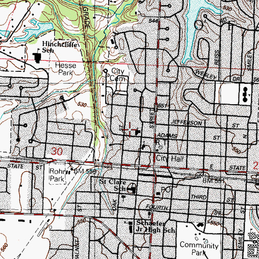 Topographic Map of O'Fallon United Church of Christ, IL