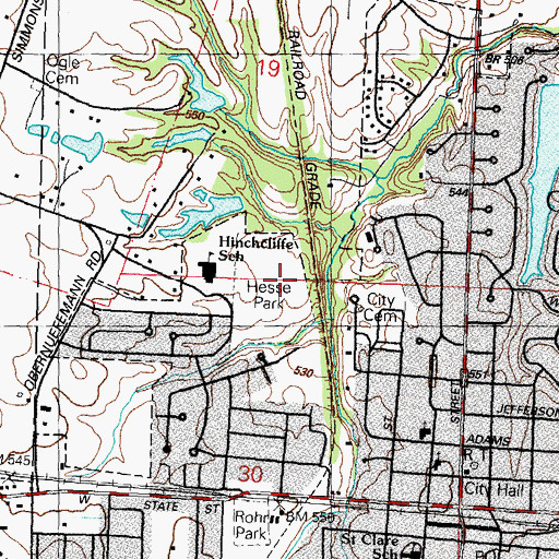 Topographic Map of Hesse Park, IL