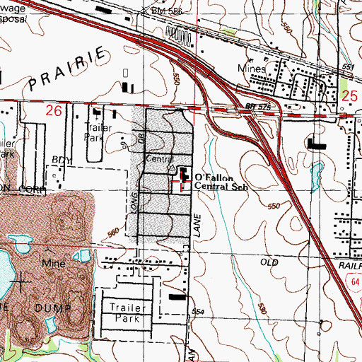 Topographic Map of Central Elementary School, IL
