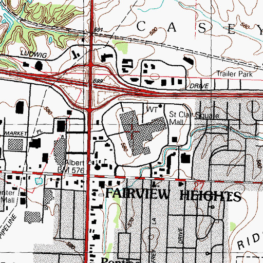 Topographic Map of Saint Clair Square Mall, IL