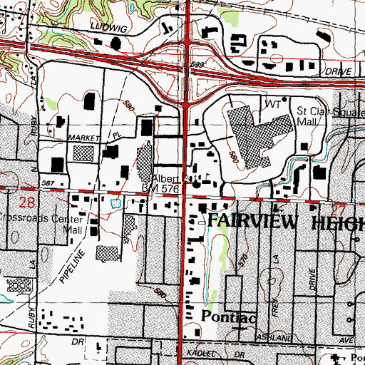 Topographic Map of Saint Albert the Great Church, IL