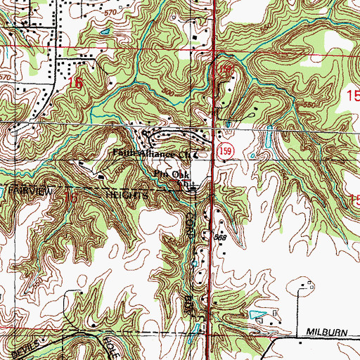Topographic Map of Pin Oak Baptist Church, IL