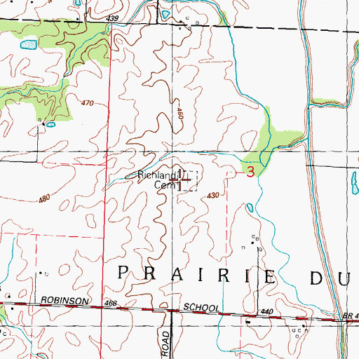 Topographic Map of Richland Cemetery, IL