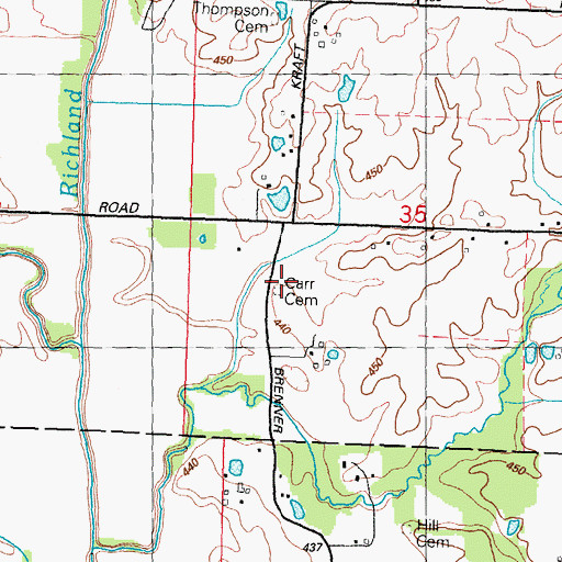 Topographic Map of Carr Cemetery, IL