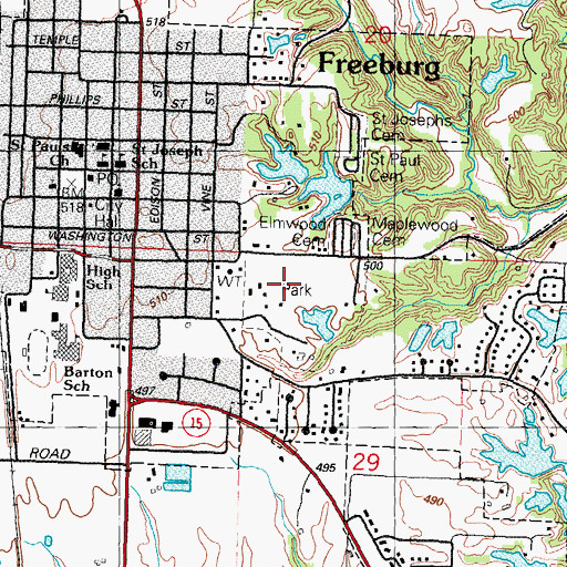 Topographic Map of Freeburg Recreation Park, IL