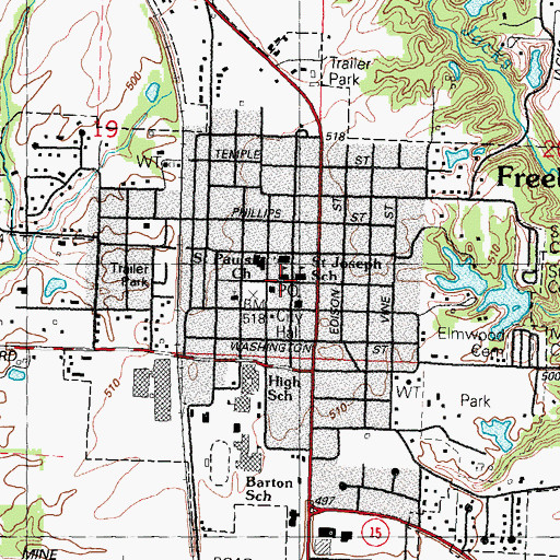 Topographic Map of Saint Joseph Catholic School, IL
