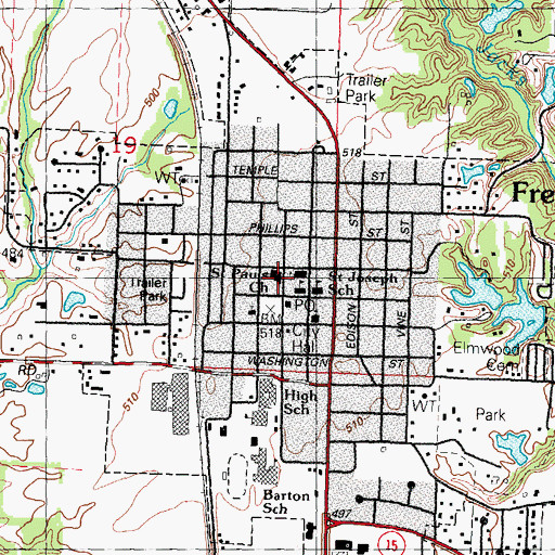Topographic Map of Saint Joseph Catholic Church, IL