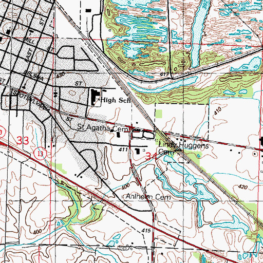 Topographic Map of Lively Cemetery, IL