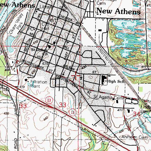 Topographic Map of Saint Pauls Lutheran Church, IL