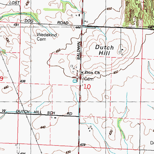 Topographic Map of Zion Cemetery, IL