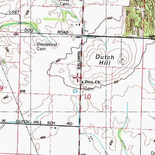 Topographic Map of Zion Church, IL