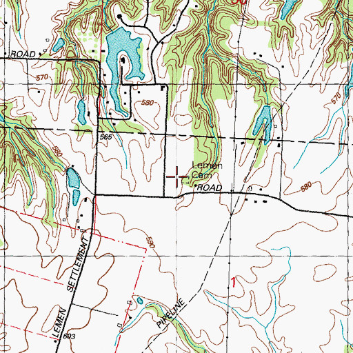 Topographic Map of Lemen Cemetery, IL
