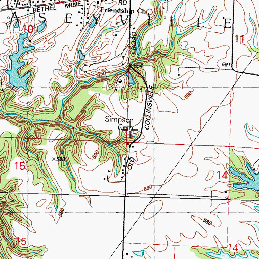Topographic Map of Simpson Cemetery, IL