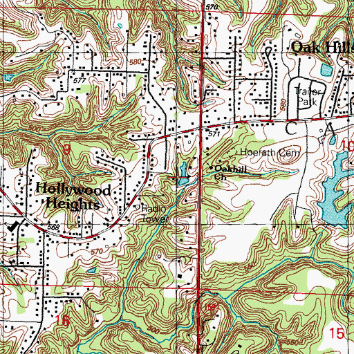 Topographic Map of Oakhill Church, IL