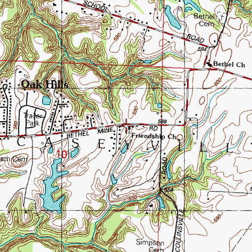 Topographic Map of Friendship Baptist Church, IL