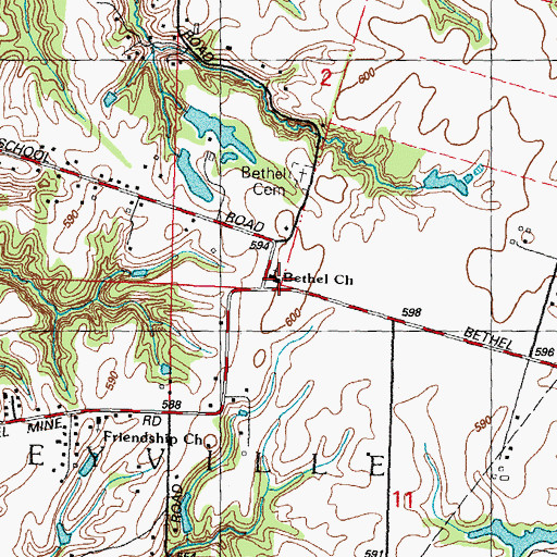 Topographic Map of Bethel Baptist Church, IL