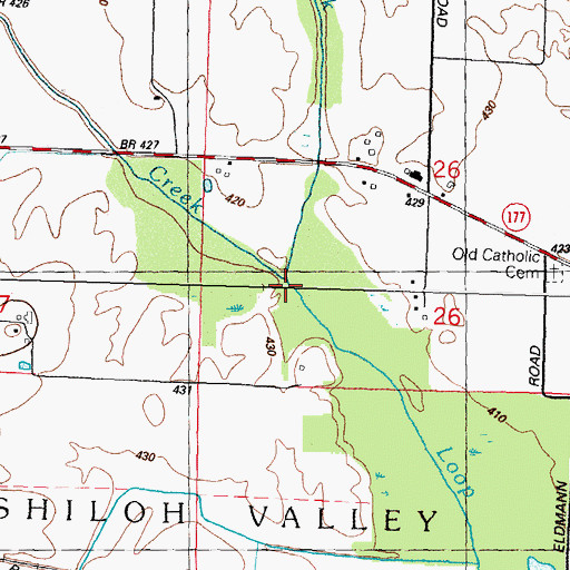 Topographic Map of Ash Creek, IL