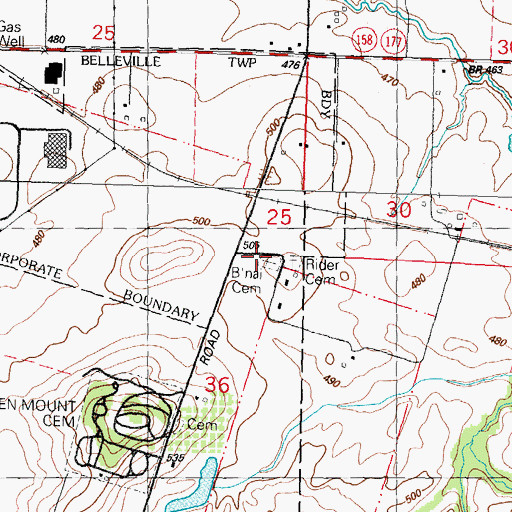 Topographic Map of B'Nai Israel Cemetery, IL