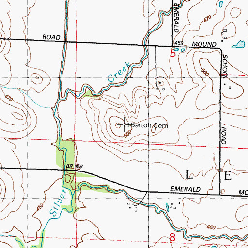 Topographic Map of Barton Cemetery, IL