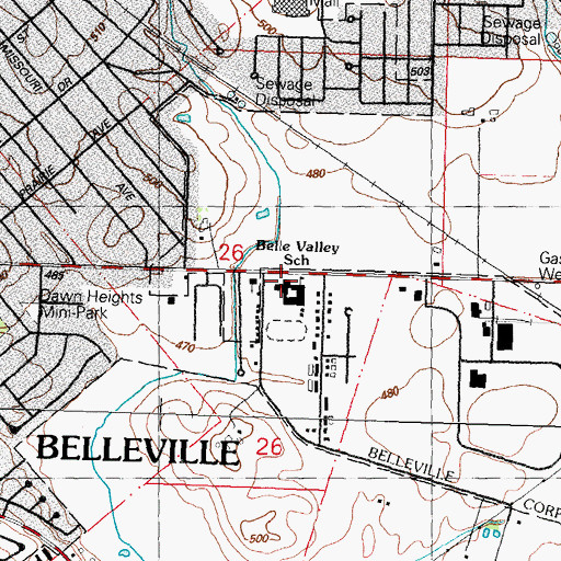 Topographic Map of Belle Valley School, IL