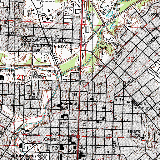Topographic Map of Belleville, IL