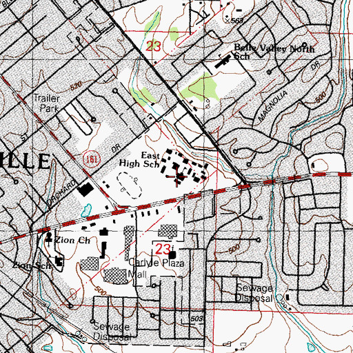 Topographic Map of Belleville Area Junior College, IL