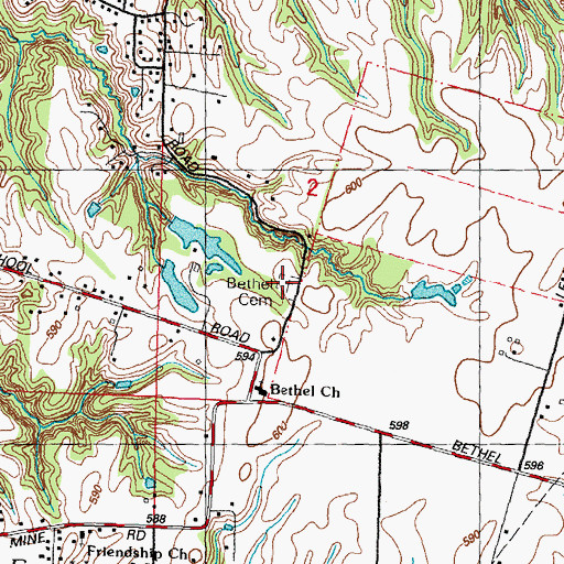 Topographic Map of Bethel Baptist Cemetery, IL