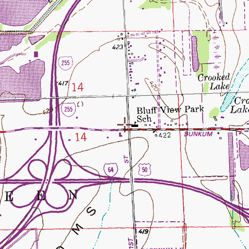 Topographic Map of Bluff View Park School, IL