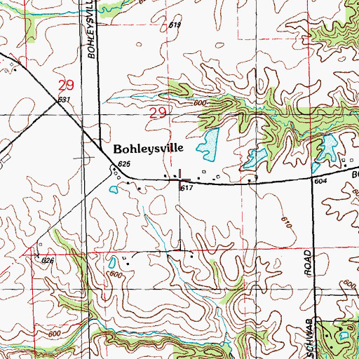 Topographic Map of Bohleysville, IL