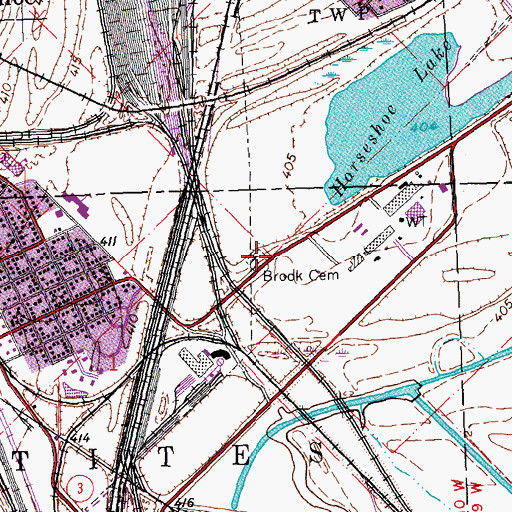 Topographic Map of Brooklyn Cemetery, IL