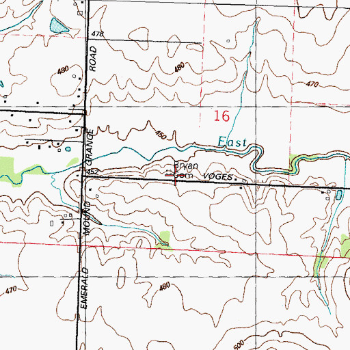 Topographic Map of Bryan Cemetery, IL