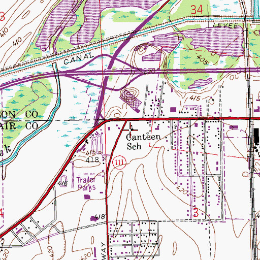 Topographic Map of Canteen School, IL