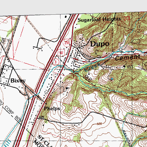 Topographic Map of Cement Hollow, IL