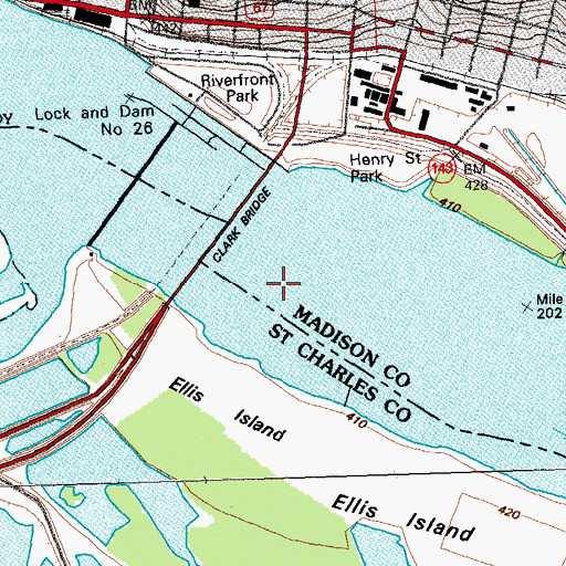 Topographic Map of Clark Bridge, MO