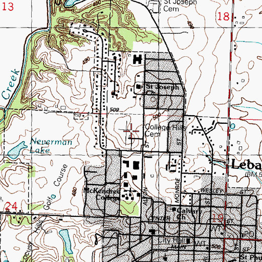 Topographic Map of College Hill Cemetery, IL