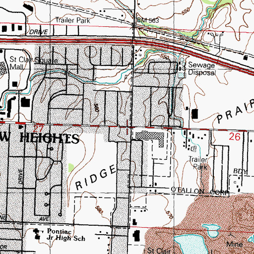Topographic Map of Crossroads, IL
