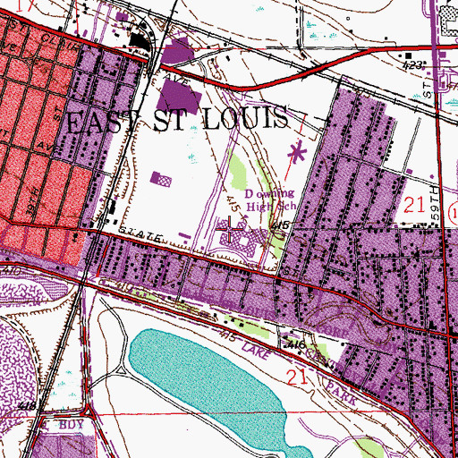 Topographic Map of East Saint Louis Senior High School, IL
