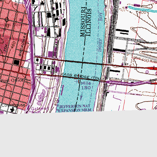 Topographic Map of Eads Bridge, IL