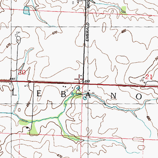 Topographic Map of Emerald Mound Grange, IL