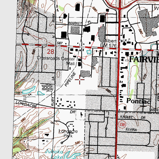 Topographic Map of Fairview Heights, IL