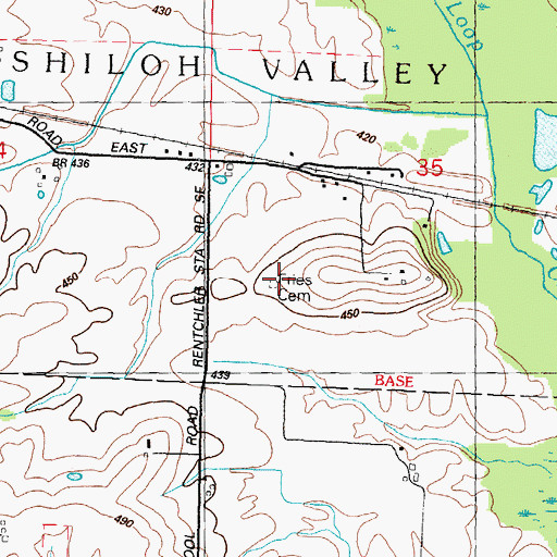 Topographic Map of Fries Cemetery, IL