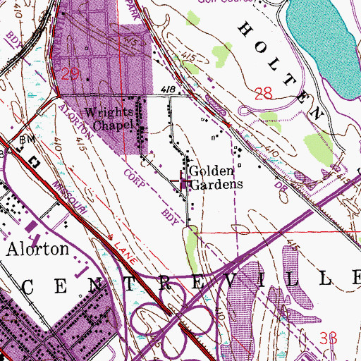 Topographic Map of Golden Gardens, IL