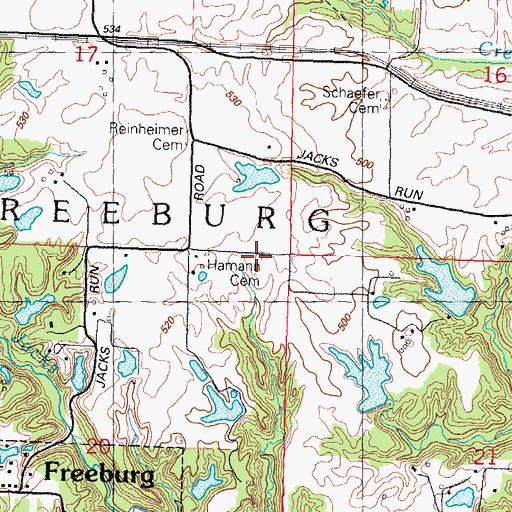 Topographic Map of Hamann Cemetery, IL